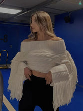 Chic Off Shoulder Tassel Pullover Sexy Slash Neck Long Sleeve Sweater